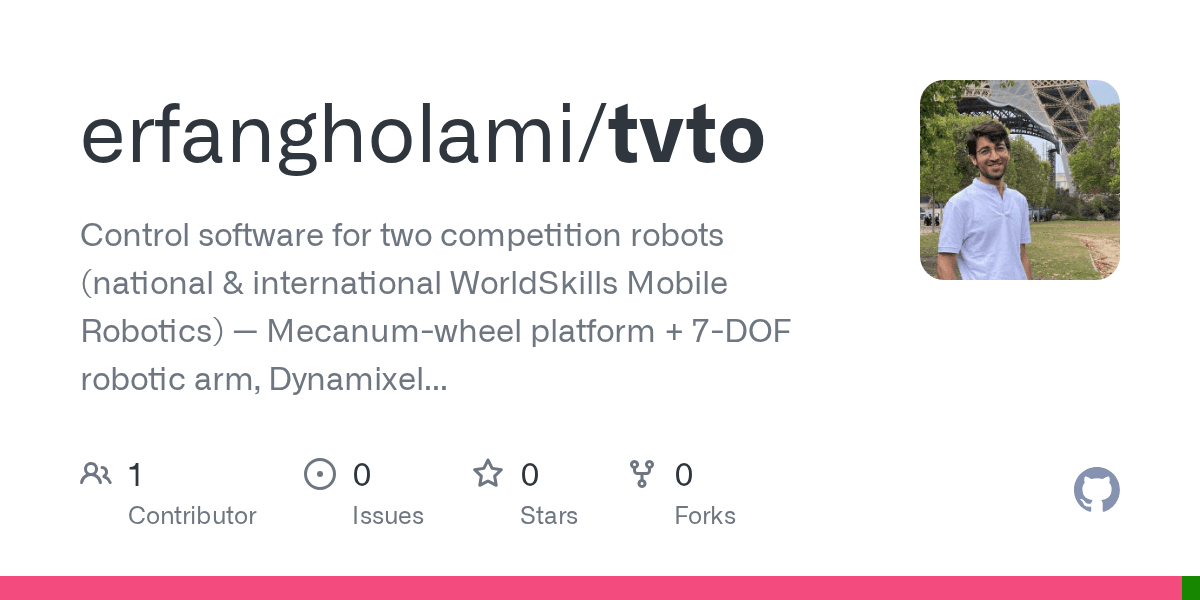 The tvto competition-robotics repository preview on GitHub